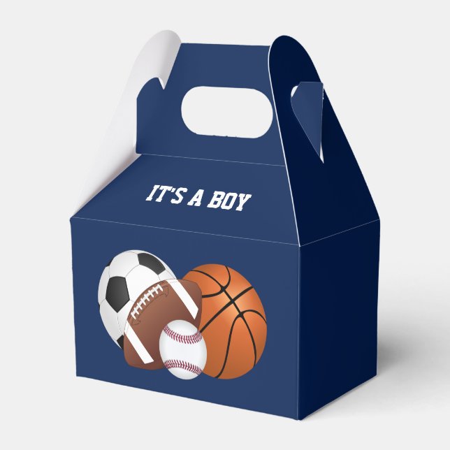 Caja Para Regalos Baby Shower deportivo azul de la marina es un niño (Front Side)