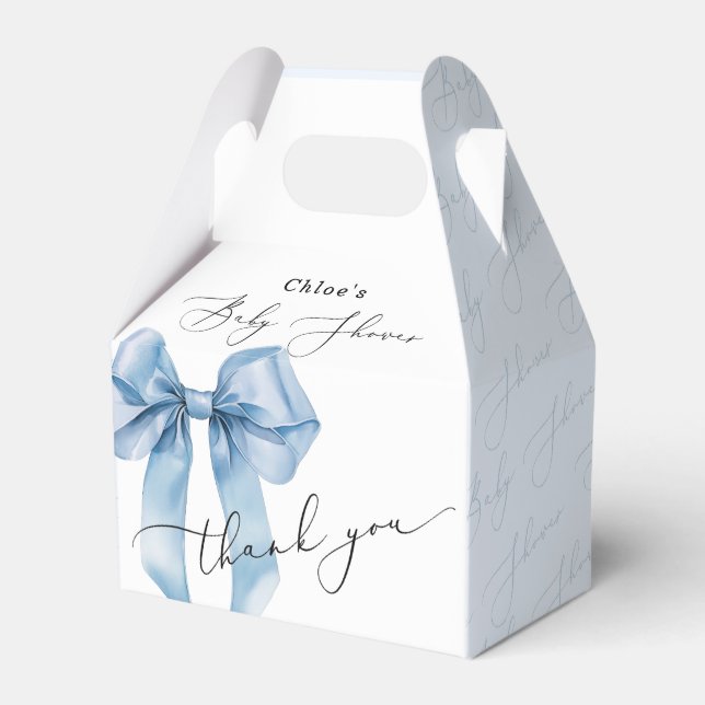 Caja Para Regalos Baby Shower elegante de Blue Bow (Front Side)