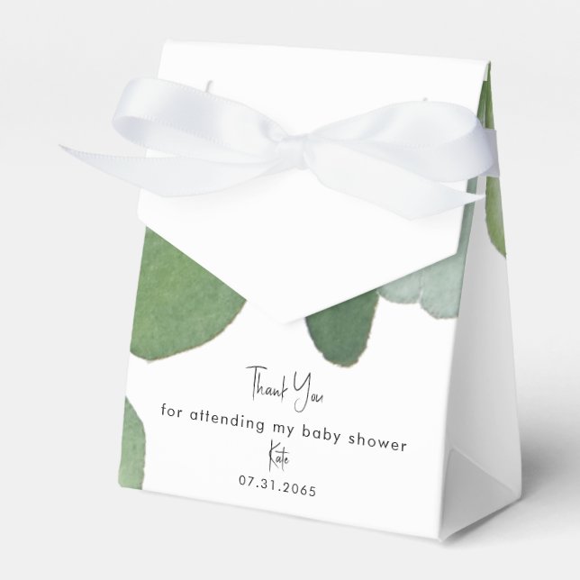 Caja Para Regalos Baby Shower Eucalyptus Simple White (Front Side)