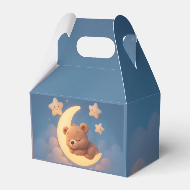 Caja Para Regalos Baby Shower Favor Box – Teddy Bear on the Moon (Front Side)
