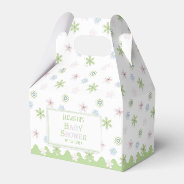 Caja Para Regalos Baby Shower floral Cute Retro Pastel (Front Side)