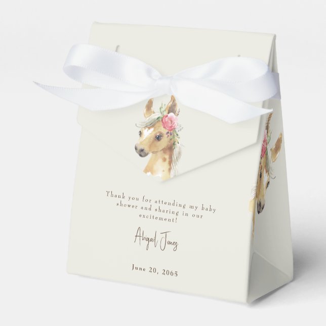 Caja Para Regalos Baby Shower Floral Rosa Pony & Cow (Front Side)