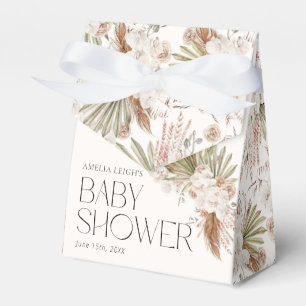 Caja Para Regalos Baby Shower Floral y Plumas Bohemio