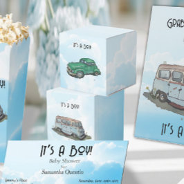 Caja Para Regalos Baby shower for a boy, Van and sedan 
