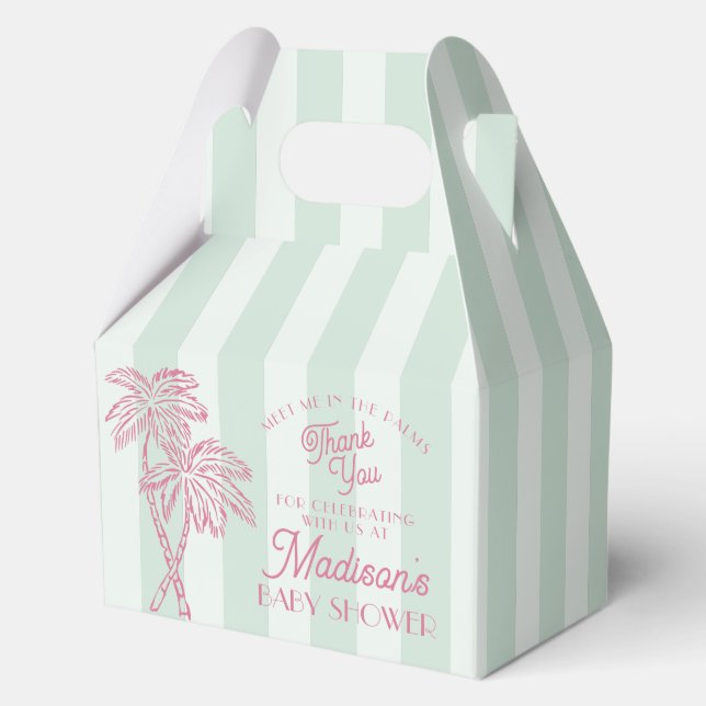 Caja Para Regalos Baby Shower Green Palm Spring Pastel Beach (Anverso)