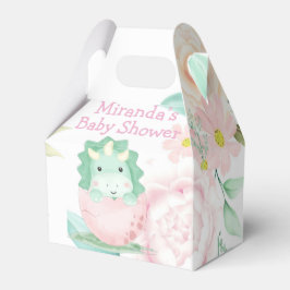 Caja Para Regalos Baby Shower Green Pink Cute Dinosaur Peony