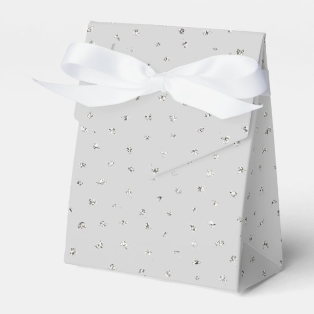 Caja Para Regalos Baby Shower gris plateado confetti (Front Side)