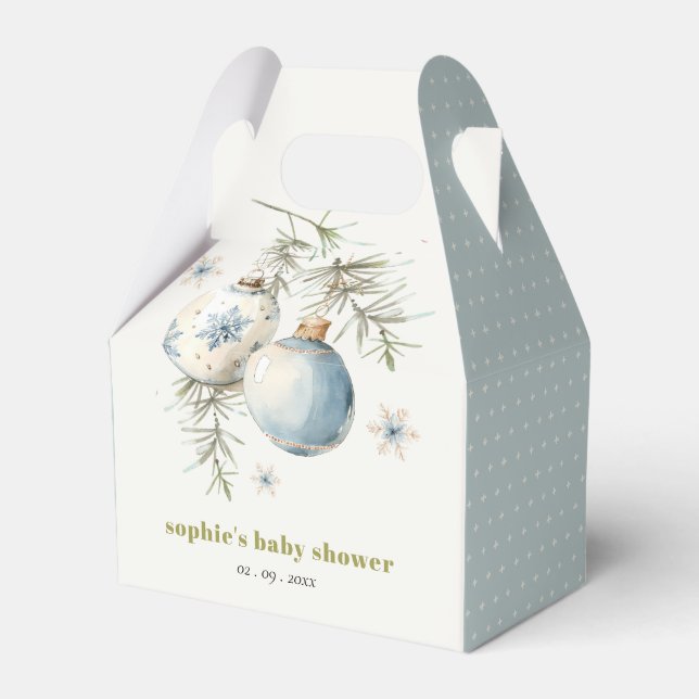 Caja Para Regalos Baby Shower Minimal Blue Winter Chirstmas Boy (Front Side)