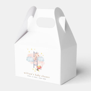 Caja Para Regalos Baby Shower Minimal Boho Watercolor Bunny Stars