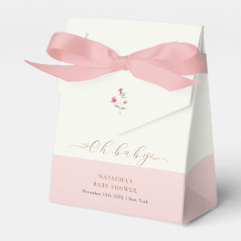 Caja Para Regalos Baby Shower Minimalista rosa de flores silvestres