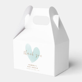 Caja Para Regalos Baby Shower Mint Green Simple Heart Gracias