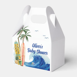 Caja Para Regalos Baby Shower moderno Blue Ocean Wave Surfboard