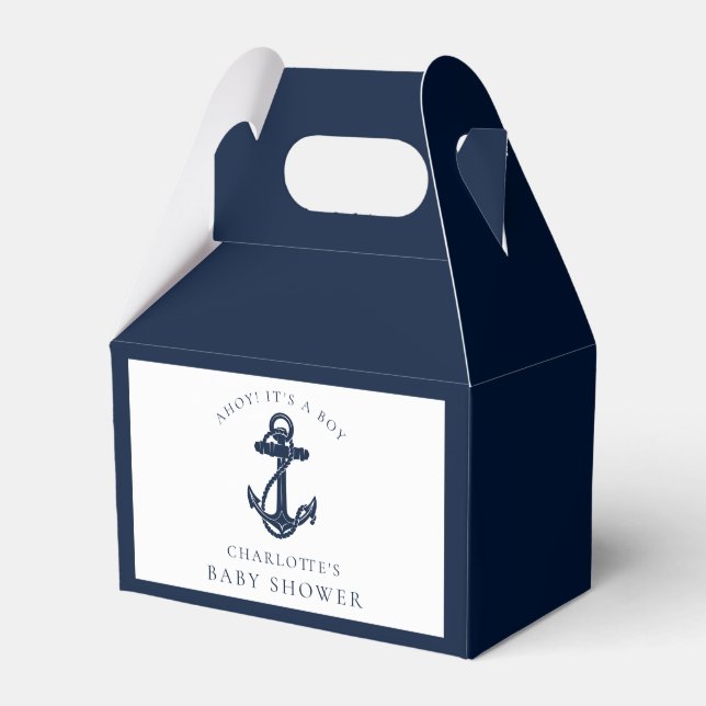 Caja Para Regalos Baby Shower Nautical Anchor Coastal Boy (Front Side)