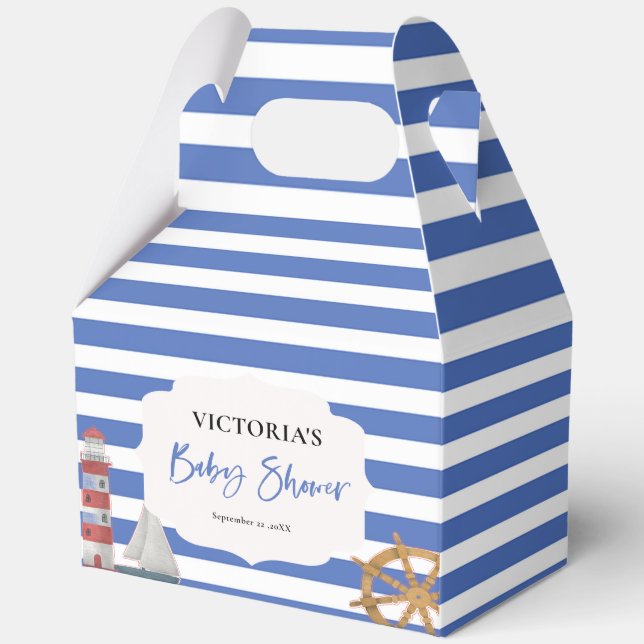 Caja Para Regalos Baby Shower Nautical Blue Boy (Anverso)