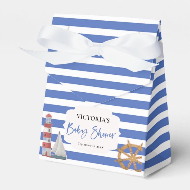 Caja Para Regalos Baby Shower Nautical Blue Boy (Front Side)