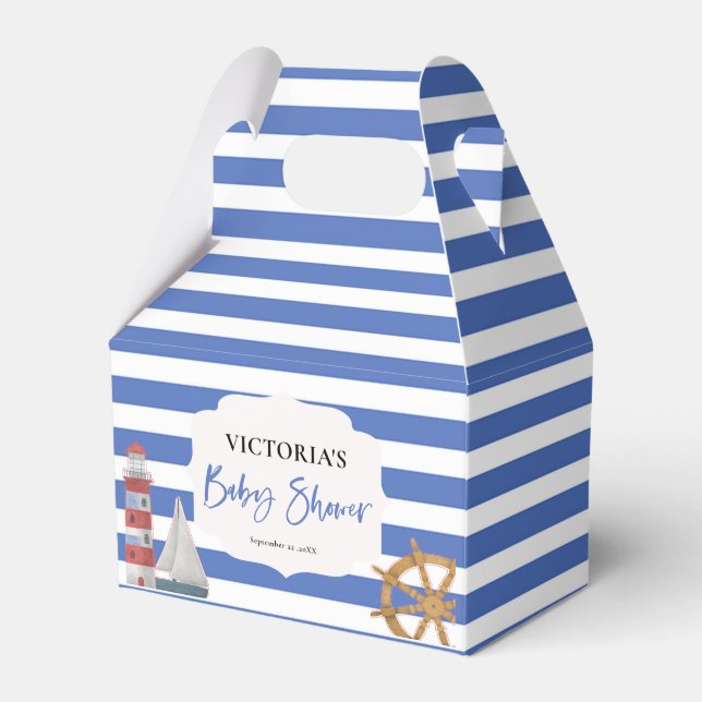 Caja Para Regalos Baby Shower Nautical Blue Boy (Front Side)