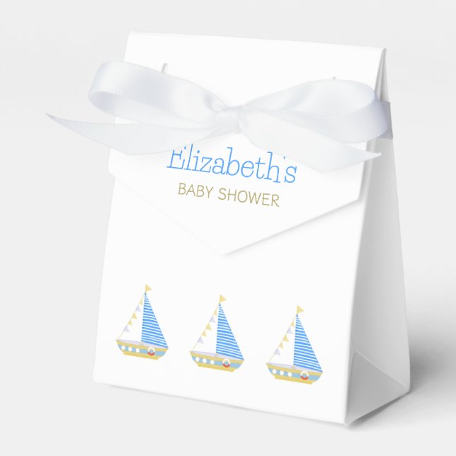 Caja Para Regalos Baby Shower Nautical Blue Stripe (Front Side)