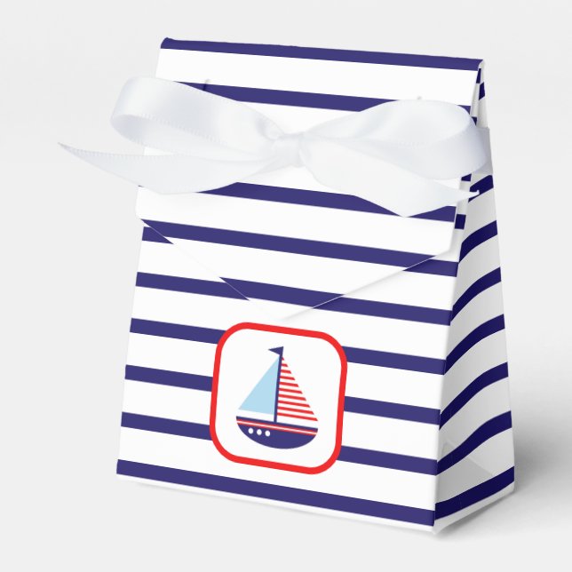 Caja Para Regalos Baby Shower Nautical Sailboat Gracias (Front Side)