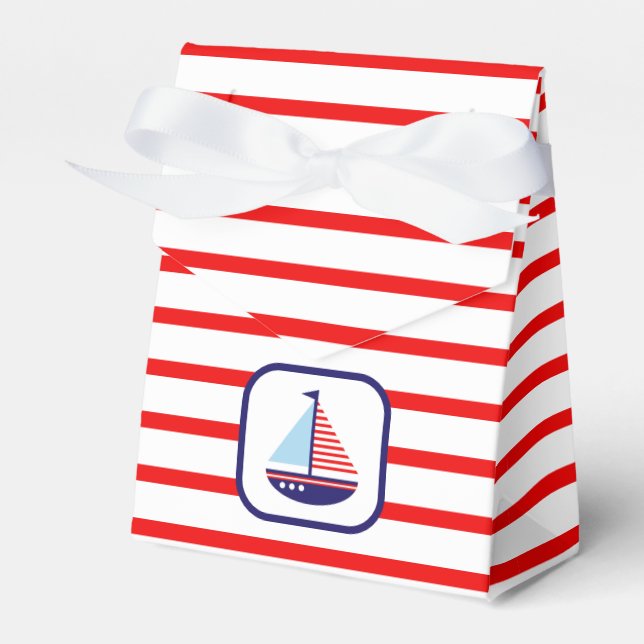 Caja Para Regalos Baby Shower Nautical Sailboat Gracias (Front Side)