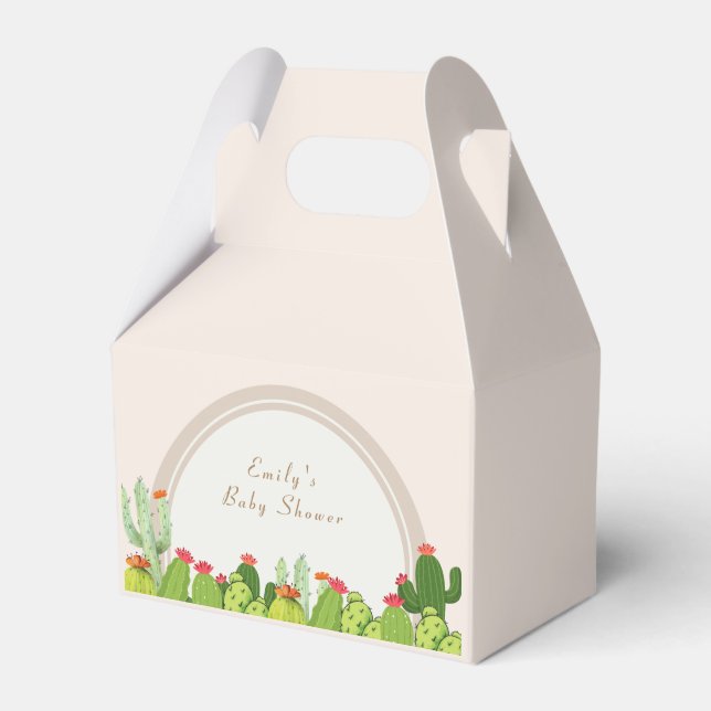 Caja Para Regalos Baby Shower Neutral Boho Cactus Arch (Front Side)