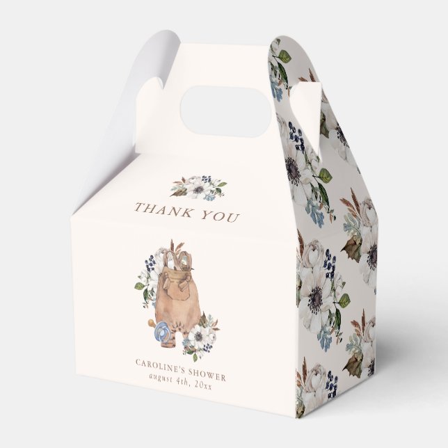Caja Para Regalos Baby Shower Neutral Boho Nursery (Reverso)