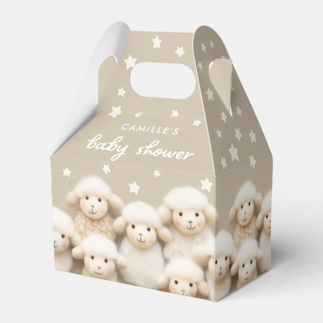 Caja Para Regalos Baby Shower Neutral de género de cordero pequeño (Reverso)