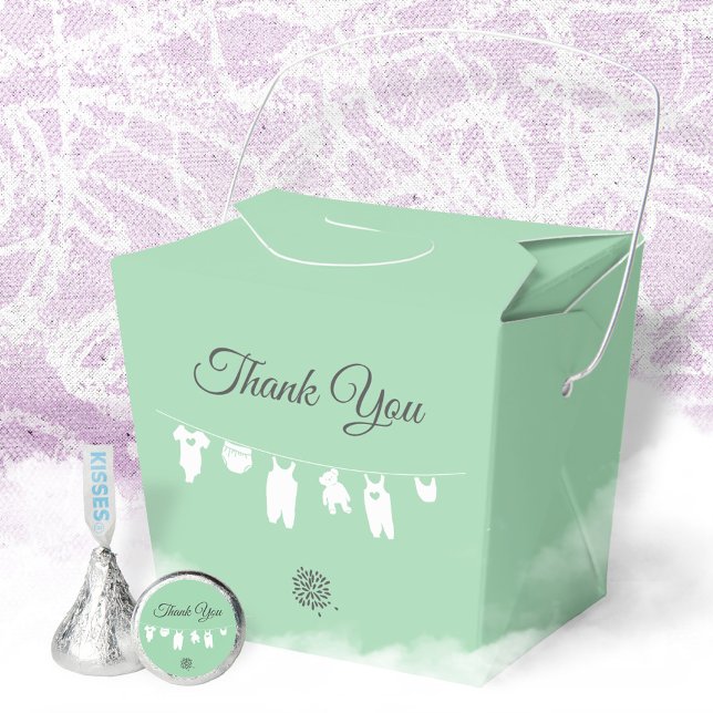 Caja Para Regalos Baby Shower neutral de género moderno verde de la  (Minimalist Mint Green Gender Neutral Baby Shower Favor Boxes ©Susanne Sachers - Sunny Mind Design 🌞)