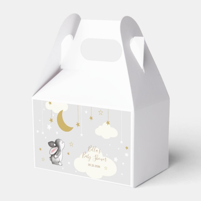 Caja Para Regalos Baby Shower Neutral de la estrella de la luna de g (Reverso)