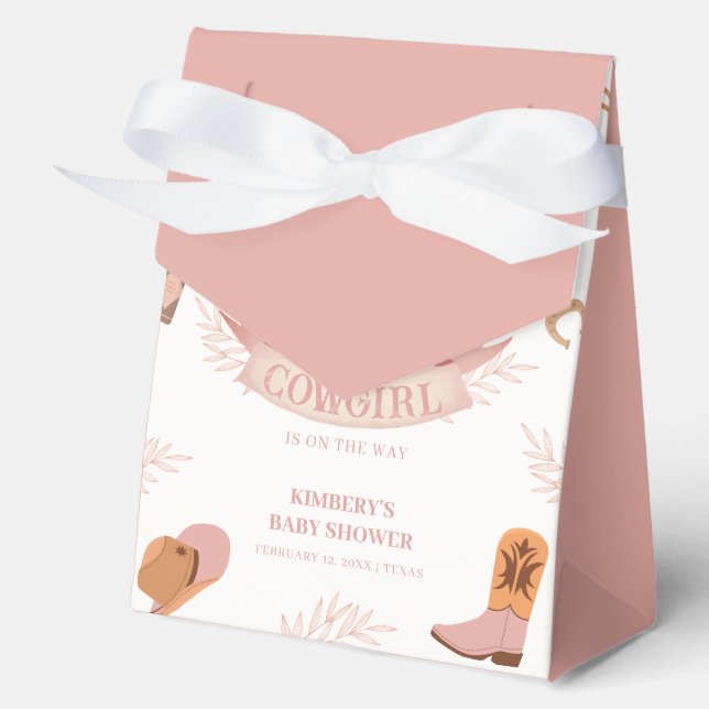 Caja Para Regalos Baby Shower Neutral Pink Boho Wild West Cowgirl (Anverso)