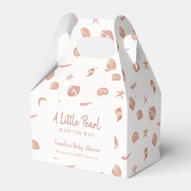 Caja Para Regalos Baby Shower Neutral Summer Ocean Seashell Pearl (Front Side)