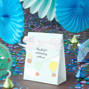 Caja Para Regalos Baby Shower neutro en globo de aire caliente