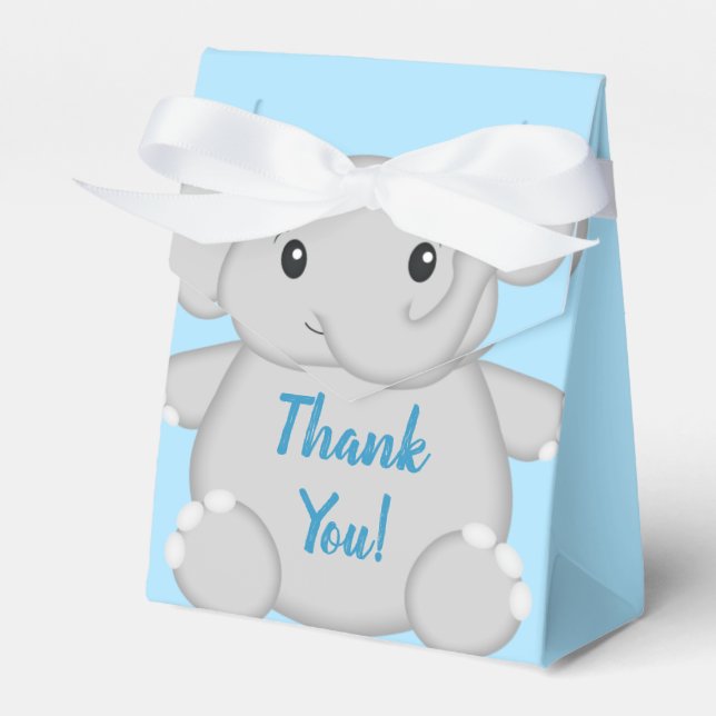 Caja Para Regalos Baby Shower para elefantes azules (Front Side)