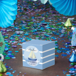 Caja Para Regalos Baby Shower personalizado de barco de vela azul