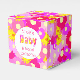 Caja Para Regalos Baby Shower personalizado de flor rosa de bonito