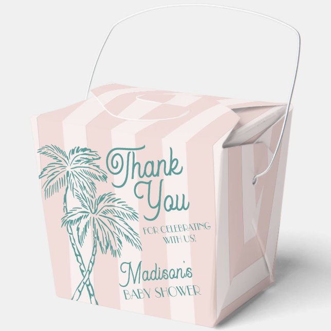 Caja Para Regalos Baby Shower Pink Palm Spring Pastel (Anverso)