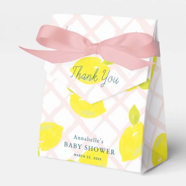 Caja Para Regalos Baby Shower Pintado a mano Lemon Pink (Front Side)