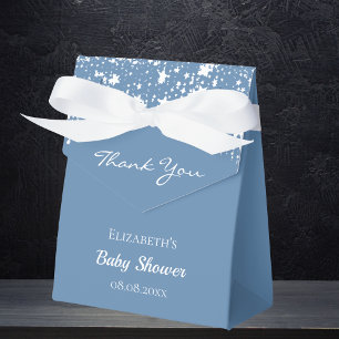 Caja Para Regalos Baby Shower polvorientas estrellas blancas azules 