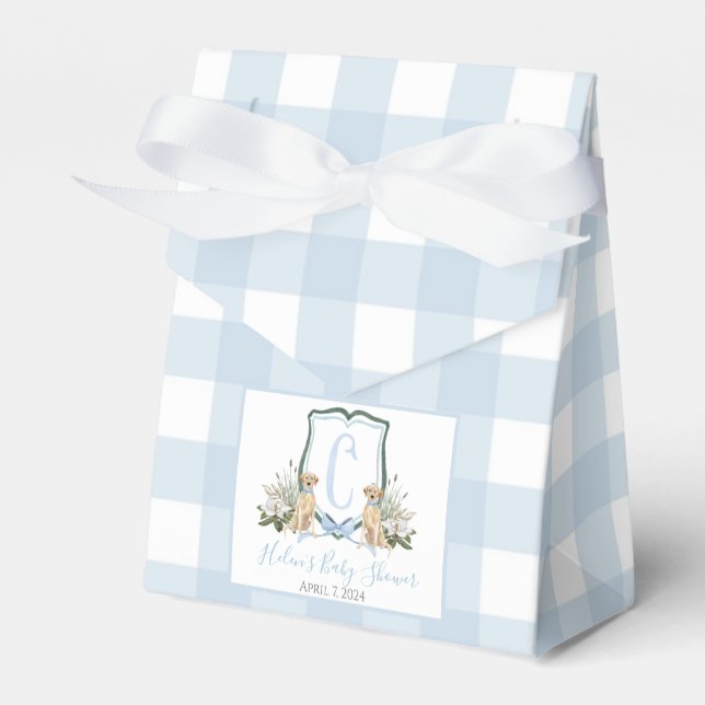 Caja Para Regalos Baby Shower Preppy Southern Blue Boy Dog (Front Side)