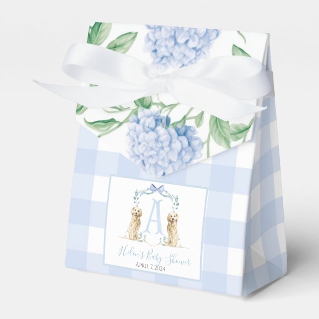Caja Para Regalos Baby Shower Preppy Southern Blue Boy Dog (Front Side)