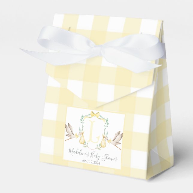 Caja Para Regalos Baby Shower Preppy Southern Yellow Stork (Front Side)