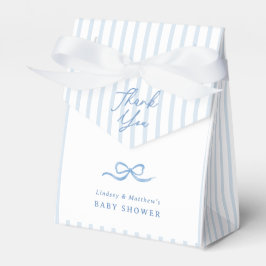 Caja Para Regalos Baby Shower Preppy Stripes Blue Bow