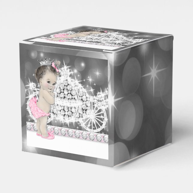 Caja Para Regalos Baby Shower Princesa rosa y gris (Costado Anverso)
