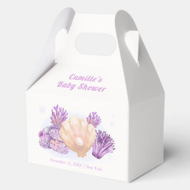 Caja Para Regalos Baby Shower Purple Retro Pearl Seashell