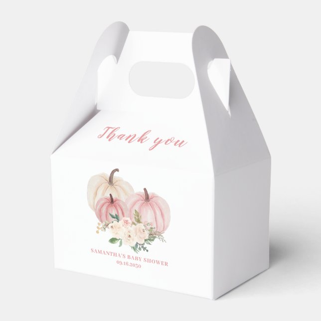Caja Para Regalos Baby Shower rosa de calabaza pequeña (Reverso)