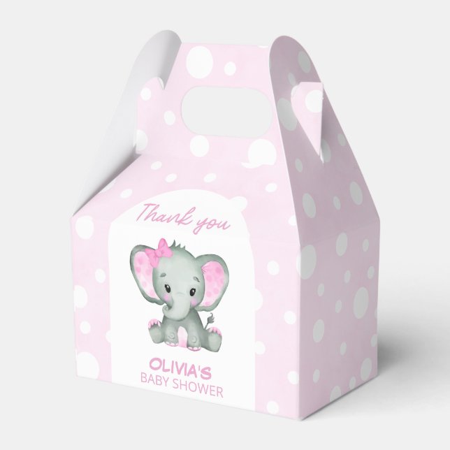Caja Para Regalos Baby Shower rosa de elefante lindo (Front Side)