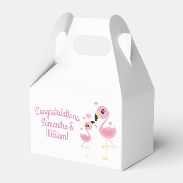 Caja Para Regalos Baby Shower rosa Flamingo (Front Side)