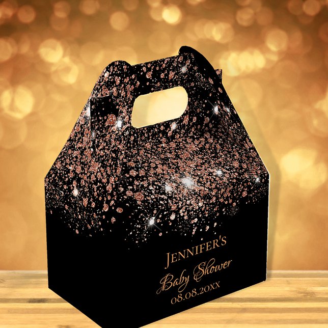 Caja Para Regalos Baby Shower rosa negro nombre purpurina oro gracia (Subido por el creador)