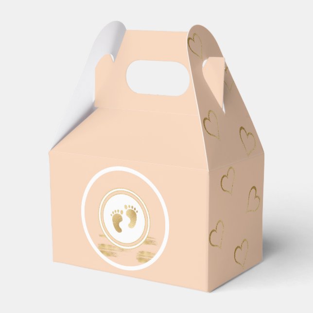 Caja Para Regalos Baby Shower Rubor Gold Hearts Favor Box (Front Side)