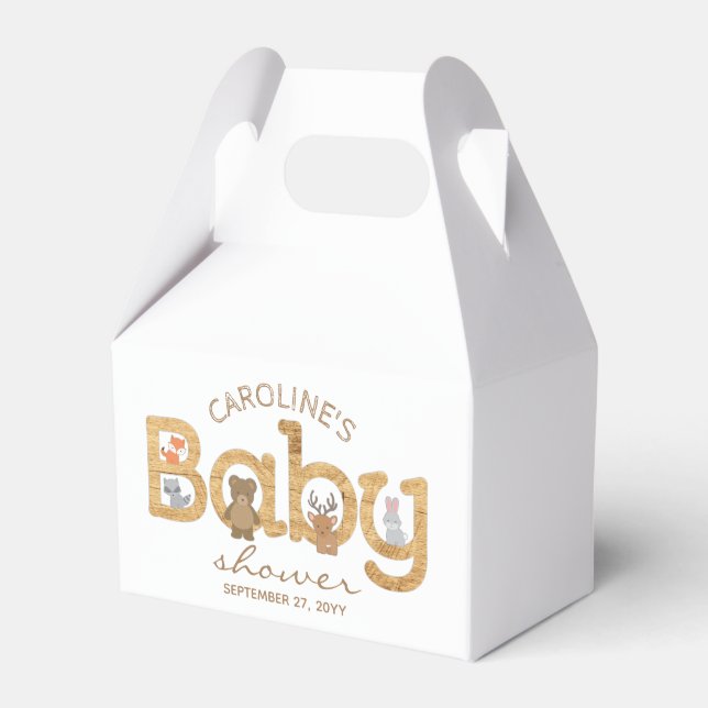 Caja Para Regalos Baby Shower Rustic Woodland Animals (Front Side)