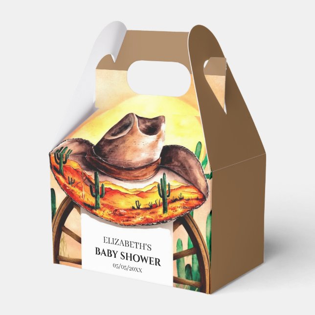 Caja Para Regalos Baby Shower simple Boho Boot Cowboy (Front Side)